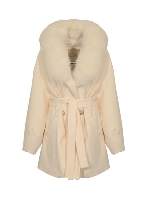 Cappotto CD1219 effetto lana e pelliccia di volpe Bianco YES LONDON | CD1219BIANCO